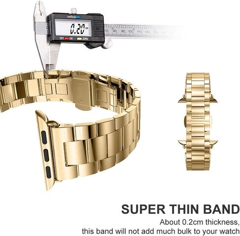 متوافق مع سوار iWatch مقاس 30 مم/40 مم/42 مم/44 مم، حزام معصم معدني من الفولاذ المقاوم للصدأ مع مشبك قابل للطي على شكل فراشة بديل لسلسلة iWatch 6/5/4/SE/3/2 in Kuwait