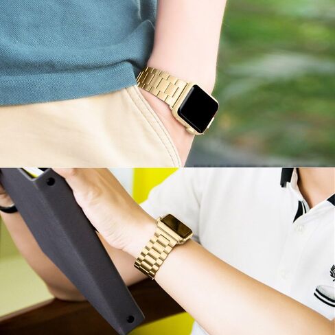 متوافق مع سوار iWatch مقاس 30 مم/40 مم/42 مم/44 مم، حزام معصم معدني من الفولاذ المقاوم للصدأ مع مشبك قابل للطي على شكل فراشة بديل لسلسلة iWatch 6/5/4/SE/3/2 in Kuwait