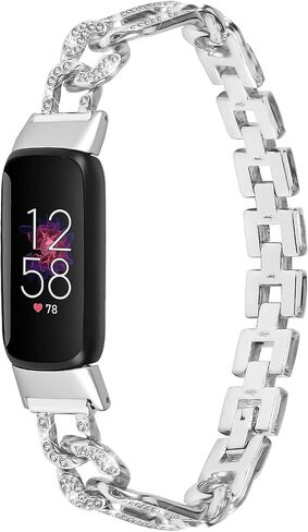 Bracelet Compatible with Fitbit Luxe Watch Band Rhinestone Diamond Metal Stylish Bling Adjustable Strap Wristband Compatible with Fitbit Luxe Band for Women in Kuwait