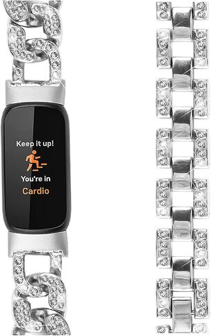 Bracelet Compatible with Fitbit Luxe Watch Band Rhinestone Diamond Metal Stylish Bling Adjustable Strap Wristband Compatible with Fitbit Luxe Band for Women in Kuwait