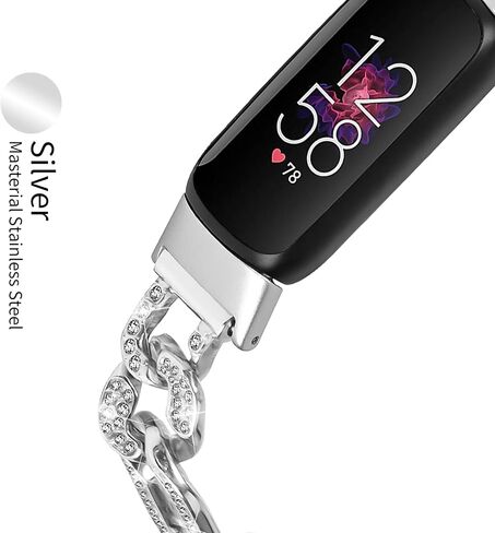 Bracelet Compatible with Fitbit Luxe Watch Band Rhinestone Diamond Metal Stylish Bling Adjustable Strap Wristband Compatible with Fitbit Luxe Band for Women in Kuwait
