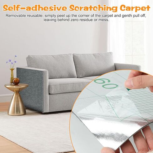 حصيرة خدش ذاتية اللصق قابلة للتشذيب من rypet مقاس 78.8 × 15.7 بوصة، وسادة خدش ذاتية اللصق للقطط، بديلة لسجادة القطط لرفوف شجرة القطط، خدش القطط لأرفف القطط، وخطوات الأريكة، وواقي الأثاث بنفسك in Kuwait