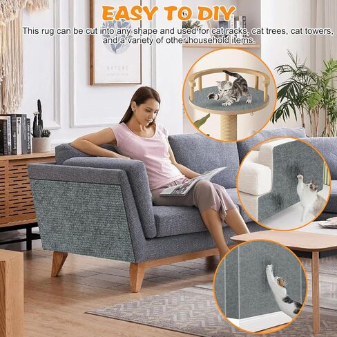 حصيرة خدش ذاتية اللصق قابلة للتشذيب من rypet مقاس 78.8 × 15.7 بوصة، وسادة خدش ذاتية اللصق للقطط، بديلة لسجادة القطط لرفوف شجرة القطط، خدش القطط لأرفف القطط، وخطوات الأريكة، وواقي الأثاث بنفسك in Kuwait