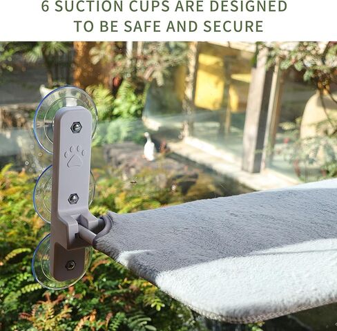 نافذة سرير للقطط، أرجوحة نافذة للقطط للقطط الداخلية، سهلة الضبط والتجميع مقعد سرير كبير للقطط لعتبة النافذة وجانب السرير والدرج والخزانةسرير للقطط مع 4 أكواب شفط للقطط الكبيرة in Kuwait