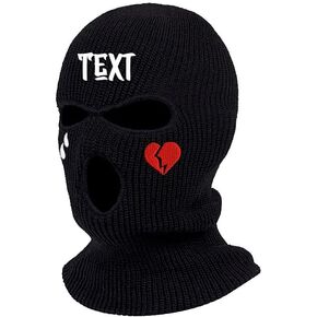 Personalized Customize Beanie Balaclava Mask Hat Womne Men Winter Masked Ski Cycling Hat with Embroidery Letters Text Name Logo Black, One Size-Medium in Saudi Arabia