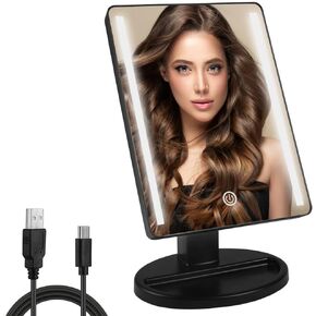 Lighted Makeup Mirror with Lights Vanity Makeup Mirror with Adjustable Brightness and 180 Degree Rotation Touch Screen Dual Power Supply Gifts for Teens Girls Women (White) in Kuwait