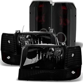 AKKON - For 1992-1996 Ford Bronce F150 F250 F350 Super Duty Black Smoked Headlights+Bumper+Tail Lights Combo in Saudi Arabia
