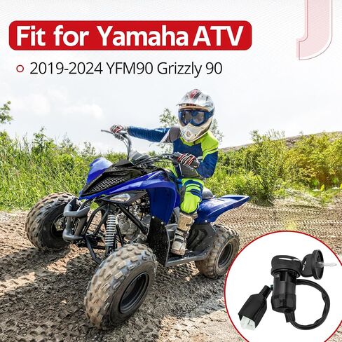 JAVIK Ignition Key Switch Compatible with Yamaha YFM90 Grizzly 90 2019-2024, OEM# B8W-H2510-00-00 in Saudi Arabia