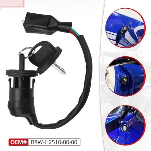 JAVIK Ignition Key Switch Compatible with Yamaha YFM90 Grizzly 90 2019-2024, OEM# B8W-H2510-00-00 in Saudi Arabia