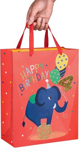 LoveInside 1st Birthday First Feephant Bag مع ورق منسجة ، وعلامة هدية وبطاقة تحية للحفلة ، والاستحمام الطفل ، وأكثر من 10 "× 5" × 13 "، 1 أجهزة كمبيوتر ، 1 سنة in Kuwait