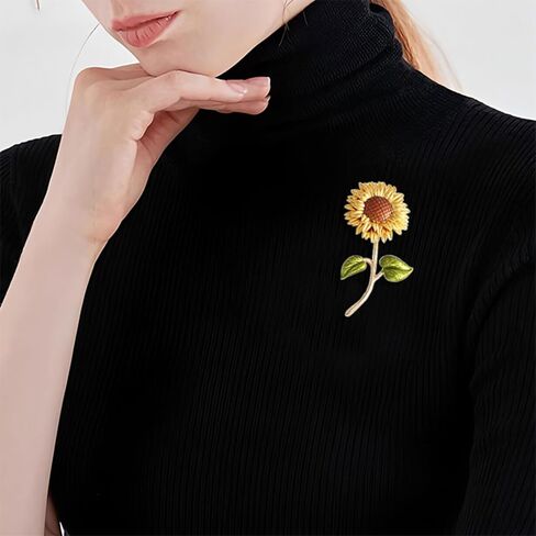 Sunflower Brooch Pins for Women Elegant Rhinestones Pin Ladies Cute Sunflower Daisy Crystal Brooches Clothing Accessory in Saudi Arabia