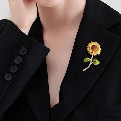 Sunflower Brooch Pins for Women Elegant Rhinestones Pin Ladies Cute Sunflower Daisy Crystal Brooches Clothing Accessory in Saudi Arabia
