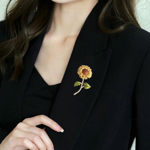 Sunflower Brooch Pins for Women Elegant Rhinestones Pin Ladies Cute Sunflower Daisy Crystal Brooches Clothing Accessory in Saudi Arabia