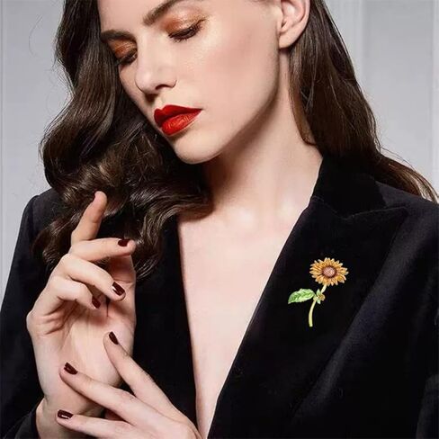 Sunflower Brooch Pins for Women Elegant Rhinestones Pin Ladies Cute Sunflower Daisy Crystal Brooches Clothing Accessory in Saudi Arabia