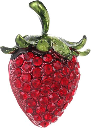 Dreuyet Strawberry Brooch Pin for Women Rhinestones Red Strawberry Brooch Cute Enamel Fruit Laple Pins Dainty Elegant Christmas Wedding Birthday Holiday Decor Jewelry in Saudi Arabia