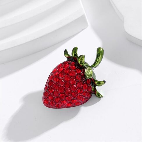 Dreuyet Strawberry Brooch Pin for Women Rhinestones Red Strawberry Brooch Cute Enamel Fruit Laple Pins Dainty Elegant Christmas Wedding Birthday Holiday Decor Jewelry in Saudi Arabia