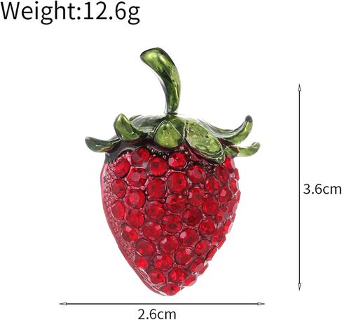 Dreuyet Strawberry Brooch Pin for Women Rhinestones Red Strawberry Brooch Cute Enamel Fruit Laple Pins Dainty Elegant Christmas Wedding Birthday Holiday Decor Jewelry in Saudi Arabia