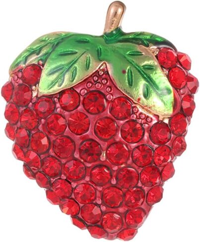 Dreuyet Strawberry Brooch Pin for Women Rhinestones Red Strawberry Brooch Cute Enamel Fruit Laple Pins Dainty Elegant Christmas Wedding Birthday Holiday Decor Jewelry in Saudi Arabia