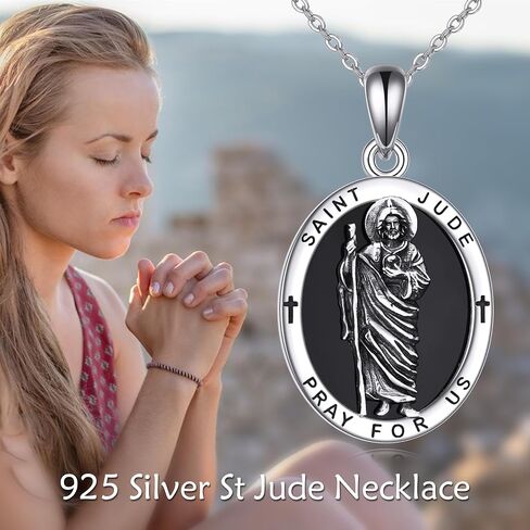 URONE Saint Jude/Santa Muerte/Pharaoh/Saint Christopher/Baphomet Necklace 925 Sterling Silver Religious Protect Necklace Baphomet Jewelry Gifts for Women Men in Saudi Arabia