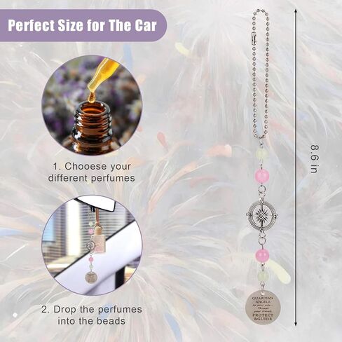 ملاك سيارة سحر ، الملاك الملاك الخلفي المرآة الملحقات المعلقة ، والسيارة الآية للكتاب المقدس ، ديكورات داخلية للسيارة ، والزخارف المصنوعة يدويًا وردية وردية اللون ، هدايا للنساء (الفضة) in Kuwait