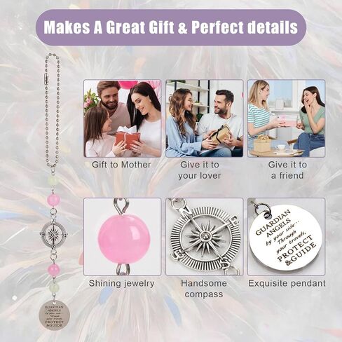 ملاك سيارة سحر ، الملاك الملاك الخلفي المرآة الملحقات المعلقة ، والسيارة الآية للكتاب المقدس ، ديكورات داخلية للسيارة ، والزخارف المصنوعة يدويًا وردية وردية اللون ، هدايا للنساء (الفضة) in Kuwait