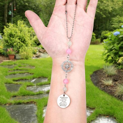 ملاك سيارة سحر ، الملاك الملاك الخلفي المرآة الملحقات المعلقة ، والسيارة الآية للكتاب المقدس ، ديكورات داخلية للسيارة ، والزخارف المصنوعة يدويًا وردية وردية اللون ، هدايا للنساء (الفضة) in Kuwait