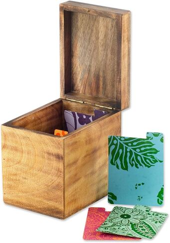Novica Artisan Handmade Mango Wood Box Wooden Seed Packet Packet With With معاد تدويرها مقسمات الهند في الهواء الطلق إكسسوارات حديقة المعيشة الشجرة الأزهار [6in H x 4.5in W x 6in D] "تخزين البذور" in Saudi Arabia