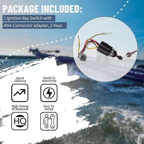 129572 Ignition Switch with Key Compatible with Tracker Boats with 2 Keys 3 Position 6 Wire Connectors in Saudi Arabia