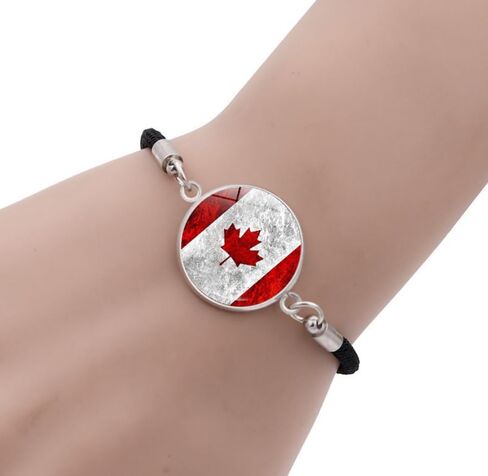 2 PCS Canada Flag Multi Braided Score Bracelet ، سوار أوراق القيقب القابل للتعديل ، Canada Day's Day Accessory Travelir in Saudi Arabia
