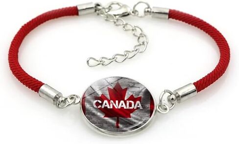 2 PCS Canada Flag Multi Braided Score Bracelet ، سوار أوراق القيقب القابل للتعديل ، Canada Day's Day Accessory Travelir in Saudi Arabia