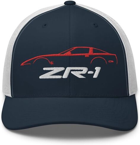 Red C4 Sports Car ZR1 Trucker Hat تصميم صورة ظلية للجنرال الرابع Corvette Owners Drivers ZR-1 Cap in Kuwait