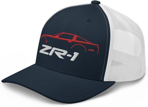 Red C4 Sports Car ZR1 Trucker Hat تصميم صورة ظلية للجنرال الرابع Corvette Owners Drivers ZR-1 Cap in Kuwait