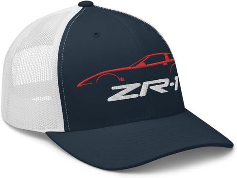 Red C4 Sports Car ZR1 Trucker Hat تصميم صورة ظلية للجنرال الرابع Corvette Owners Drivers ZR-1 Cap in Kuwait