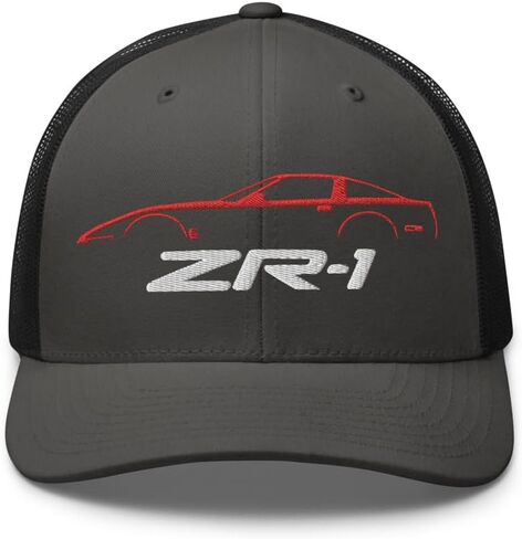 Red C4 Sports Car ZR1 Trucker Hat تصميم صورة ظلية للجنرال الرابع Corvette Owners Drivers ZR-1 Cap in Saudi Arabia