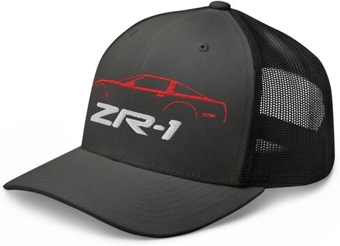 Red C4 Sports Car ZR1 Trucker Hat تصميم صورة ظلية للجنرال الرابع Corvette Owners Drivers ZR-1 Cap in Saudi Arabia