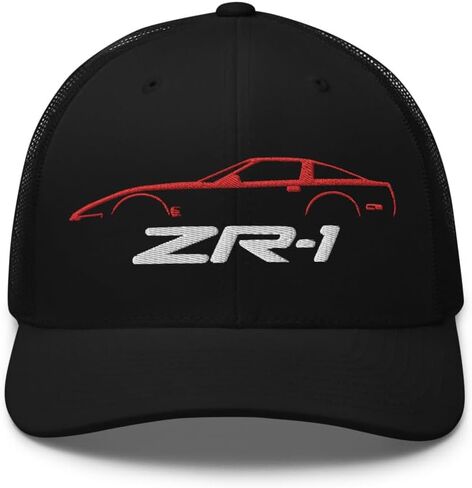 Red C4 Sports Car ZR1 Trucker Hat تصميم صورة ظلية للجنرال الرابع Corvette Owners Drivers ZR-1 Cap in Kuwait