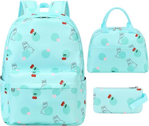 3Pcs Bunny Backpack Sets with Lunch Box and Pencil Case School Backpack Girls Rabbit Backpacks for Kids Large Capacity Waterproof Lightweight Backpack Pink in Kuwait
