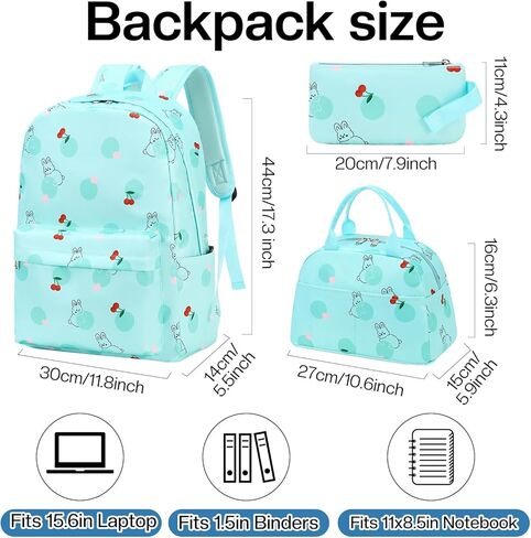 3Pcs Bunny Backpack Sets with Lunch Box and Pencil Case School Backpack Girls Rabbit Backpacks for Kids Large Capacity Waterproof Lightweight Backpack Pink in Kuwait