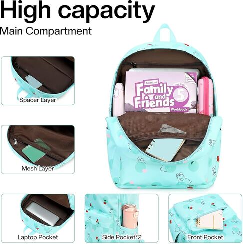 3Pcs Bunny Backpack Sets with Lunch Box and Pencil Case School Backpack Girls Rabbit Backpacks for Kids Large Capacity Waterproof Lightweight Backpack Pink in Kuwait