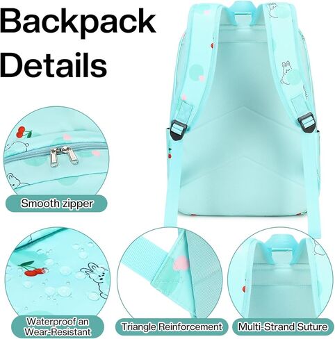 3Pcs Bunny Backpack Sets with Lunch Box and Pencil Case School Backpack Girls Rabbit Backpacks for Kids Large Capacity Waterproof Lightweight Backpack Pink in Kuwait