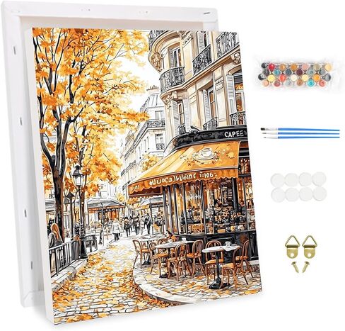 Keyifa Paint by Numbers Att for البالغين مؤطرة ، مجموعات الطلاء السهلة للمبتدئين ، الطلاء على قماش ملون صافٍ ، رسم صباغ أكريليك ، ديكور جدار منزلي DIY ، 12x16 في ، قطة الجلوس in Saudi Arabia