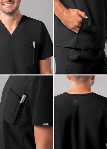 Adar Addition Scrubs for Men - Modern Multi Pocket V-Neck Scrub Top in Saudi Arabia