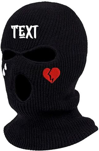 Personalized Customize Beanie Balaclava Mask Hat Womne Men Winter Masked Ski Cycling Hat with Embroidery Letters Text Name Logo Black, One Size-Medium in Saudi Arabia