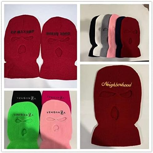 Personalized Customize Beanie Balaclava Mask Hat Womne Men Winter Masked Ski Cycling Hat with Embroidery Letters Text Name Logo Black, One Size-Medium in Saudi Arabia