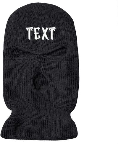Personalized Customize Beanie Balaclava Mask Hat Womne Men Winter Masked Ski Cycling Hat with Embroidery Letters Text Name Logo Black, One Size-Medium in Saudi Arabia