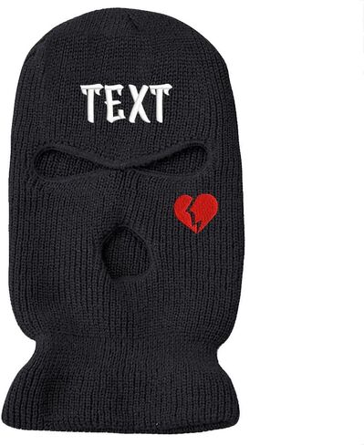 Personalized Customize Beanie Balaclava Mask Hat Womne Men Winter Masked Ski Cycling Hat with Embroidery Letters Text Name Logo Black, One Size-Medium in Saudi Arabia
