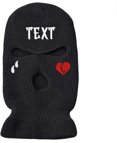 Personalized Customize Beanie Balaclava Mask Hat Womne Men Winter Masked Ski Cycling Hat with Embroidery Letters Text Name Logo Black, One Size-Medium in Saudi Arabia