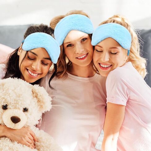 Hoteam 24 PCS Pink Party Favors Sleep Over Party Favors 6 SPA Beadband 6 Plush Sleep Eye Mask 6 Clips Hair Claw Clips 6 Clear Cosmetic Facs for Slumber Party Spa in Kuwait