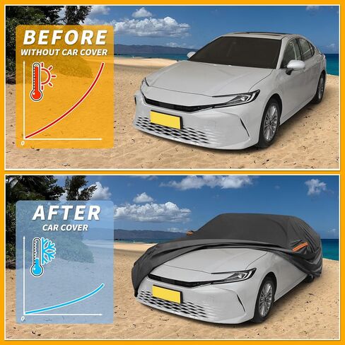 Car Cover Waterproof All Weather Sun Rain Protection Full Exterior Cover for Toyota Camry Black with Left Side Zippers in Saudi Arabia