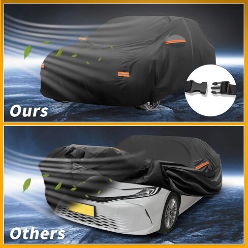 Car Cover Waterproof All Weather Sun Rain Protection Full Exterior Cover for Toyota Camry Black with Left Side Zippers in Saudi Arabia